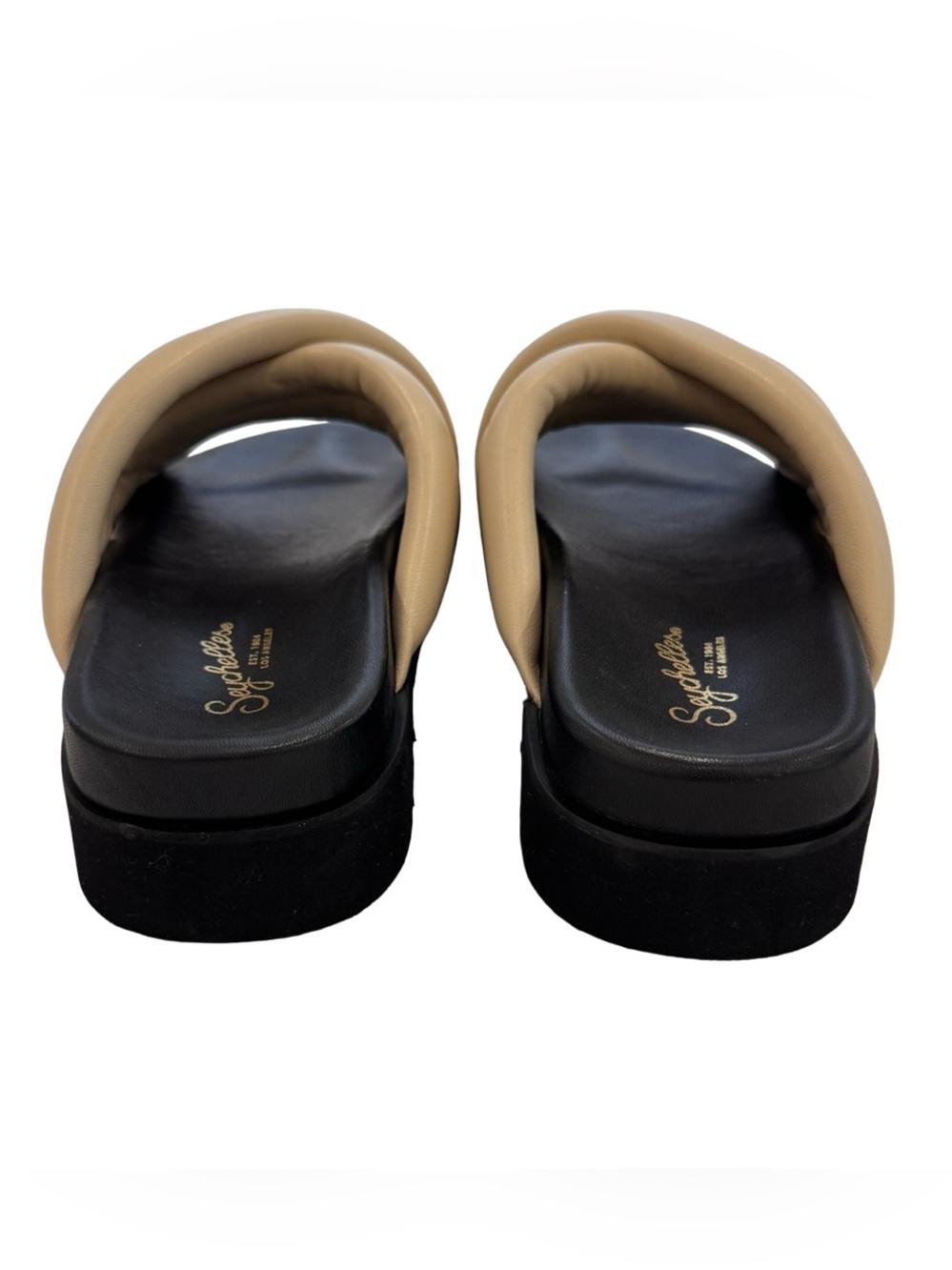 Seychelles Taupe Padded Crisscross Slide Sandals - Picture 5 of 6